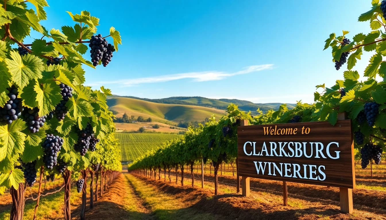 Experience the beauty of clarksburg wineries with vibrant vineyards and rustic charm.