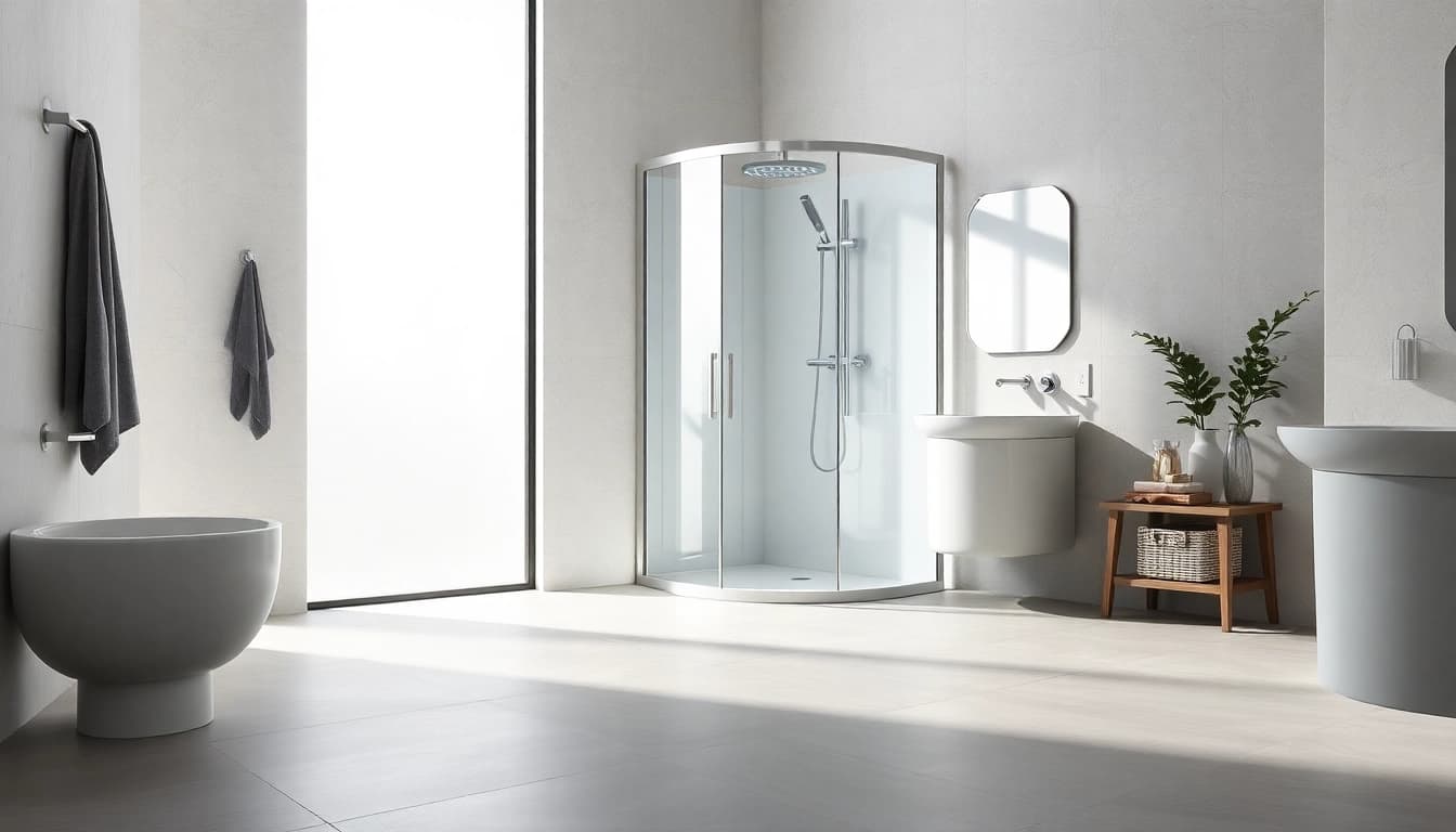 Erleben Sie die elegante sonni Duschkabine in einem modernen Badezimmer mit stilvollem Design.