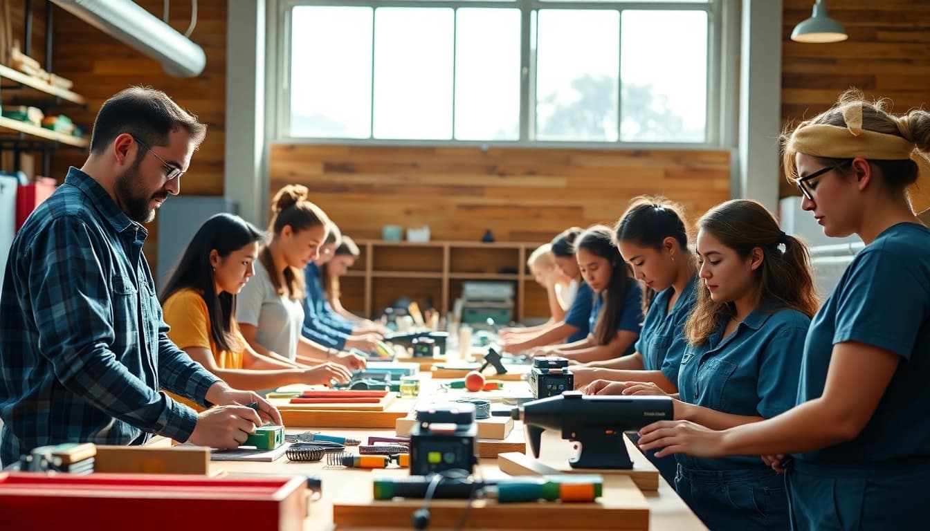 Hands-on training at trade schools in Hawaii, showcasing engaged students learning skills.