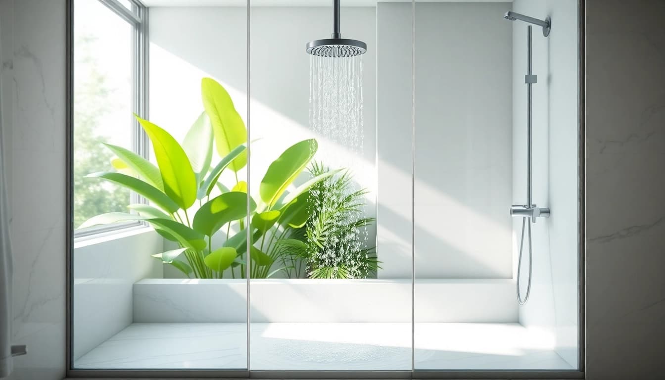 Explore elegant showers Australia through a luxurious bathroom featuring a marble-tiled shower.