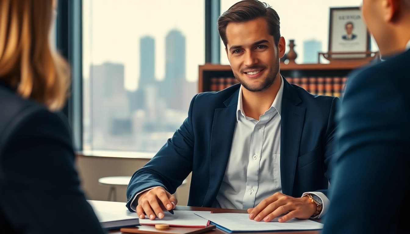 Engage with a professional personal injury lawyer at https://www.cohanlegal.com in a vibrant office setting.