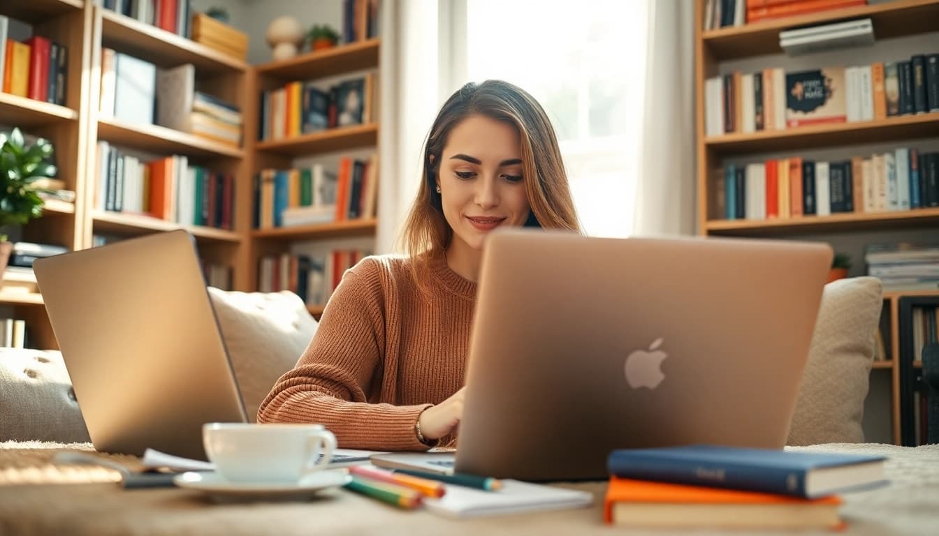 Engaging writing scene on https://giveaways4mom.com showcasing a lifestyle blogger's workspace.