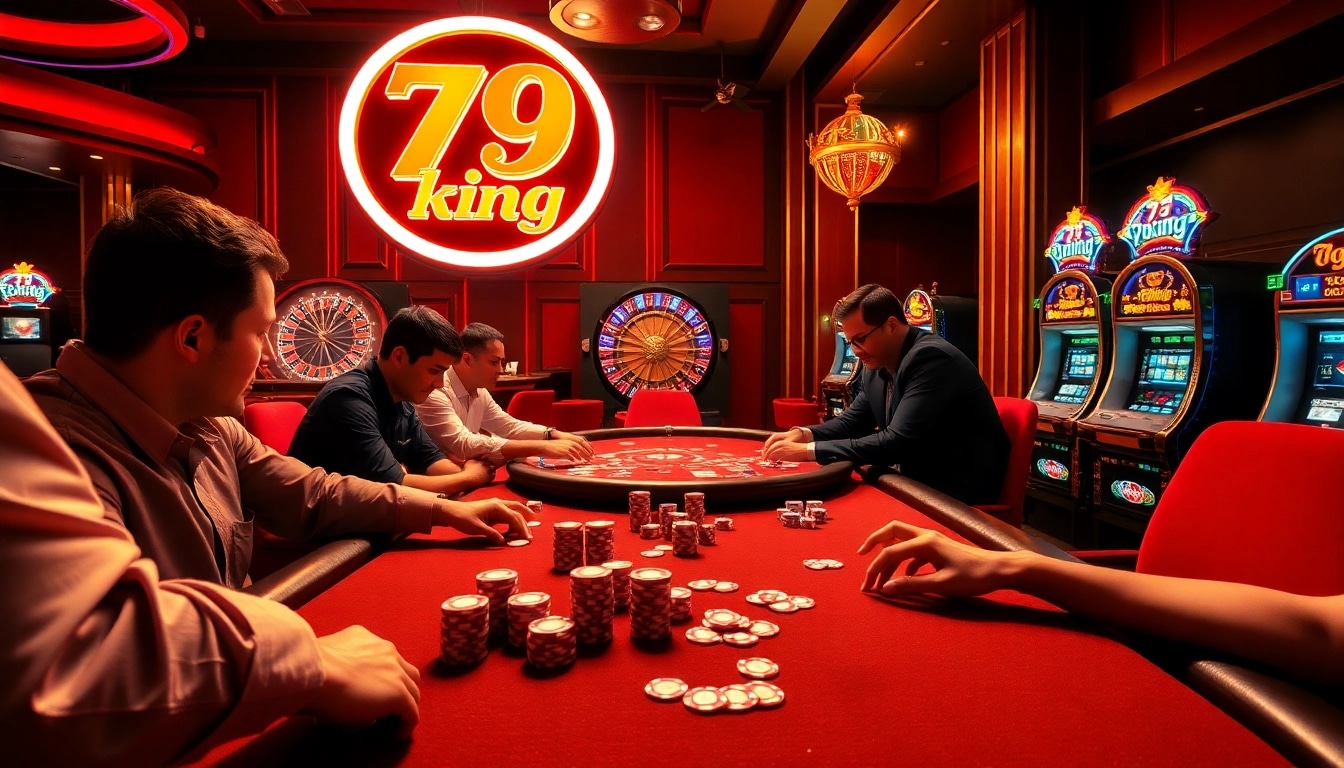 79king poker scene showcasing high stakes and excitement at the table.