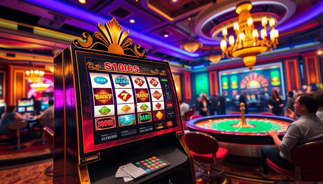 Experience the thrill of link slot gacor at a luxurious casino filled with eager players and vibrant slot machines.