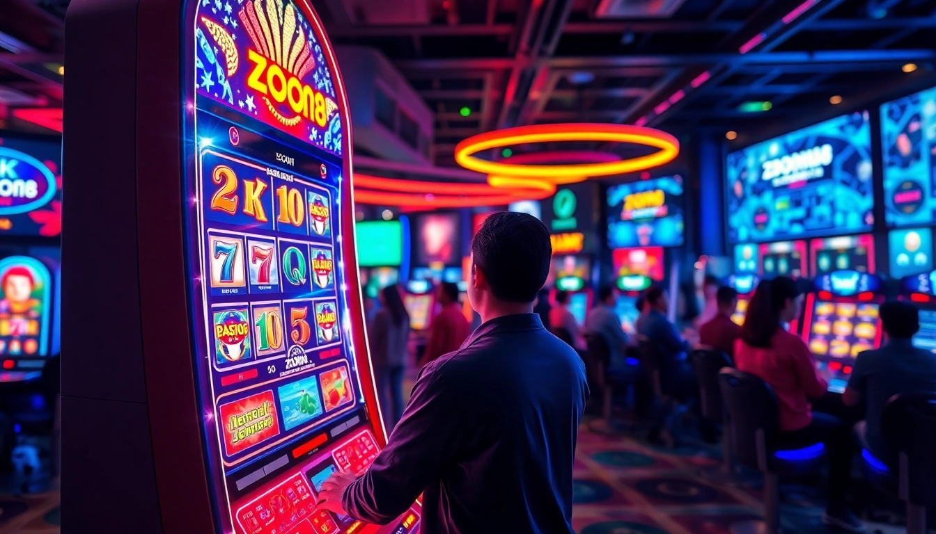 Bermain dengan slot mesin zoom188 yang menarik di lantai kasino.
