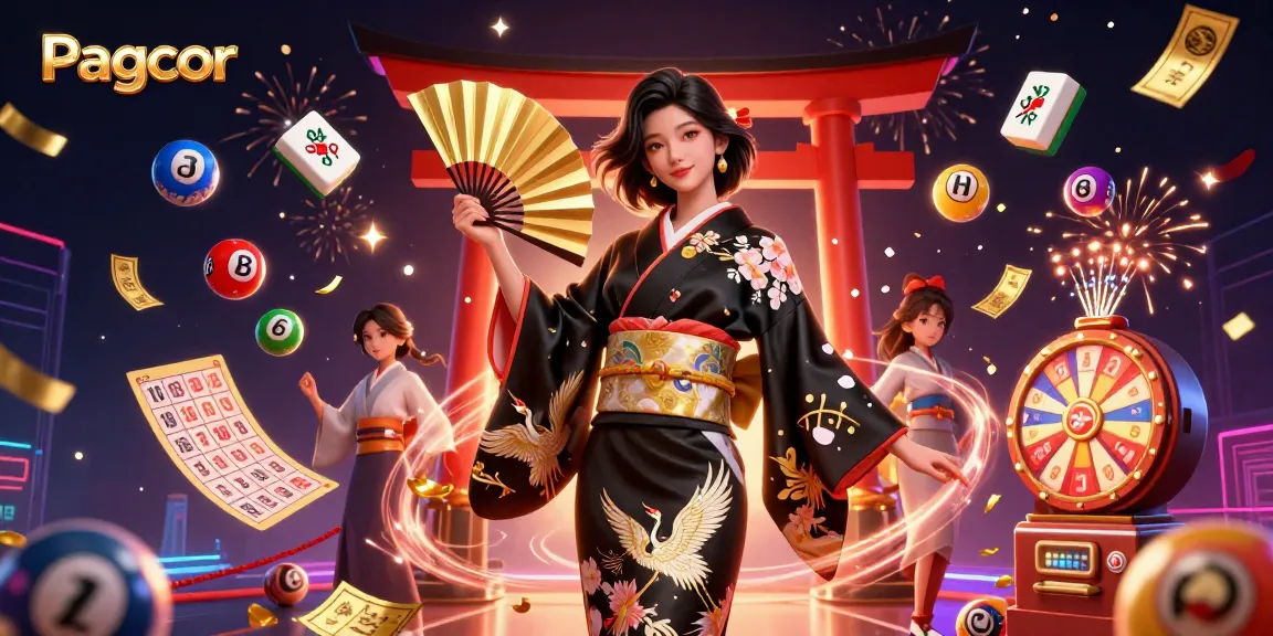 Experience the thrill of Pagcor gaming with an elegant Asian woman and vibrant casino elements.