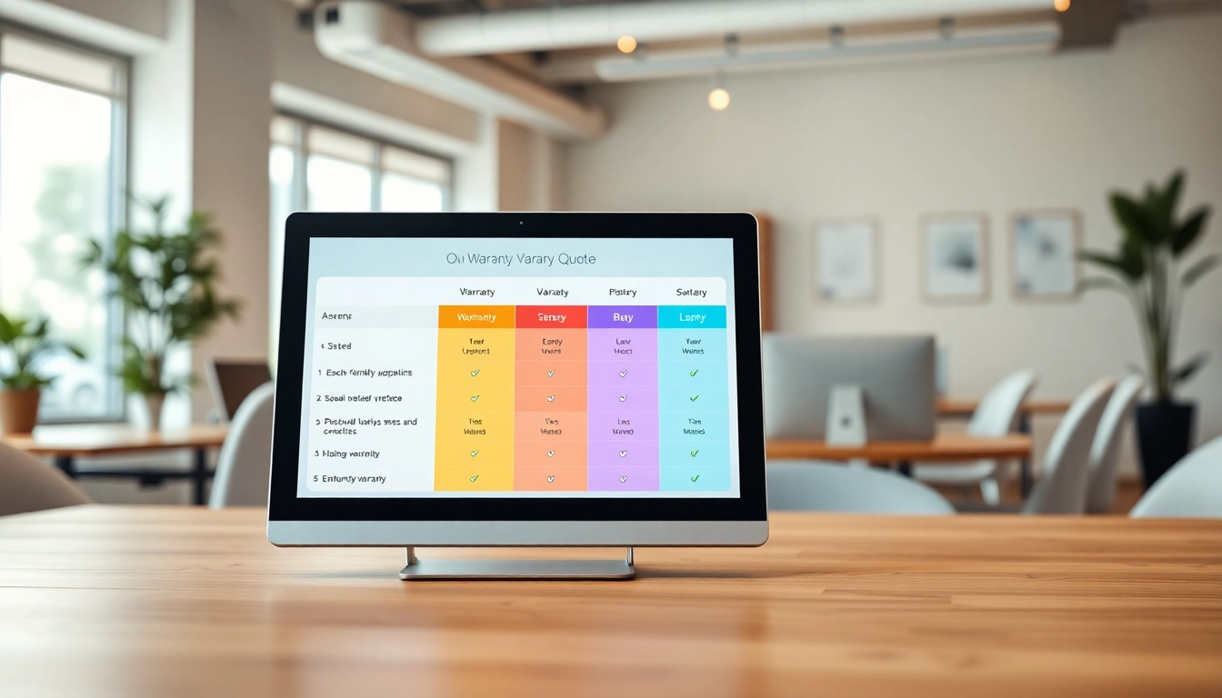 Efficient digital interface showcasing an online warranty quote service for easy comparisons.