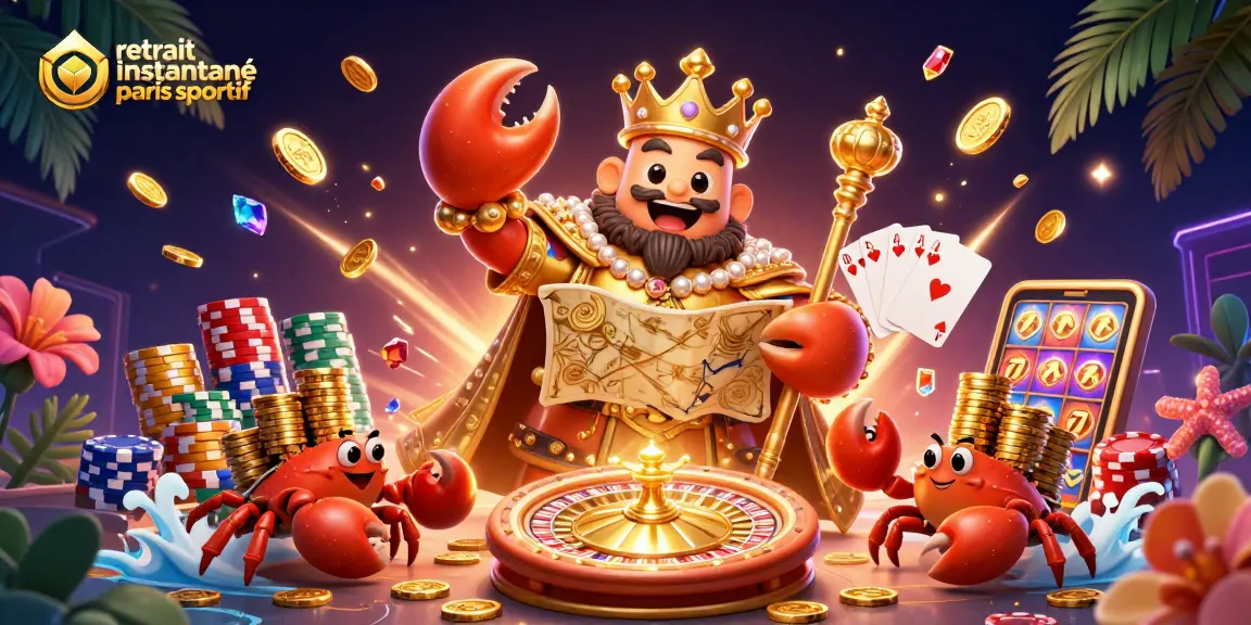 Retrait instantané paris sportif : gains rapides illustrés par une scène animée de casino 3D.