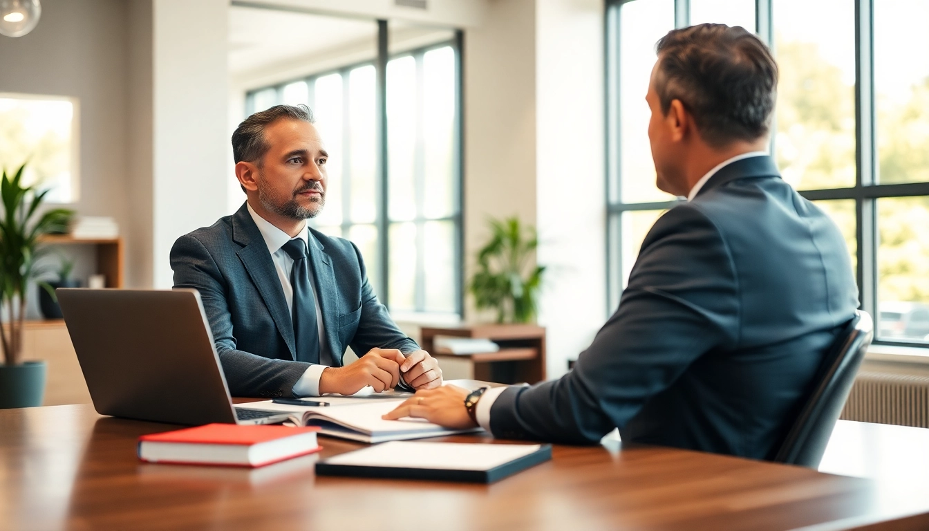Sarasota injury lawyer providing consultation in a modern office, showcasing professionalism and trust.