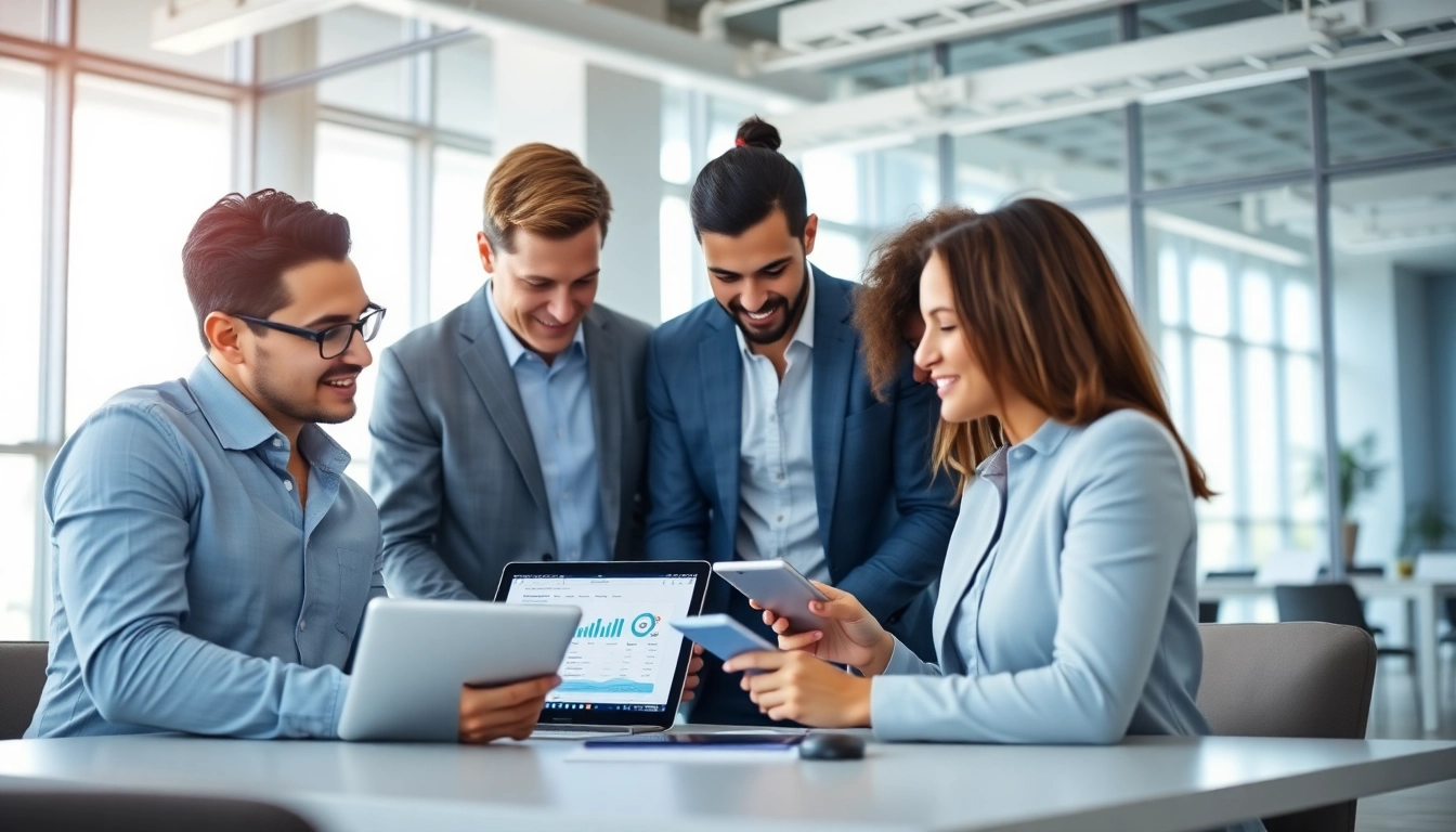 Optimize your business with hubspot crm free, showcasing teamwork on digital devices.