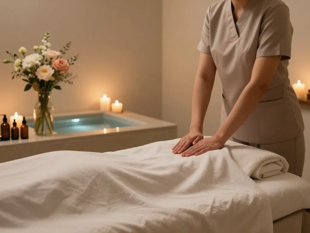 Stress-relieving 서울출장마사지 in a tranquil spa environment.