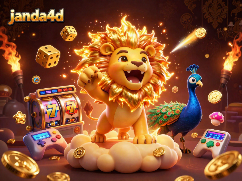 Slot yang menarik di janda4d dengan karakter ceria dan simbol keberuntungan yang berkilau.