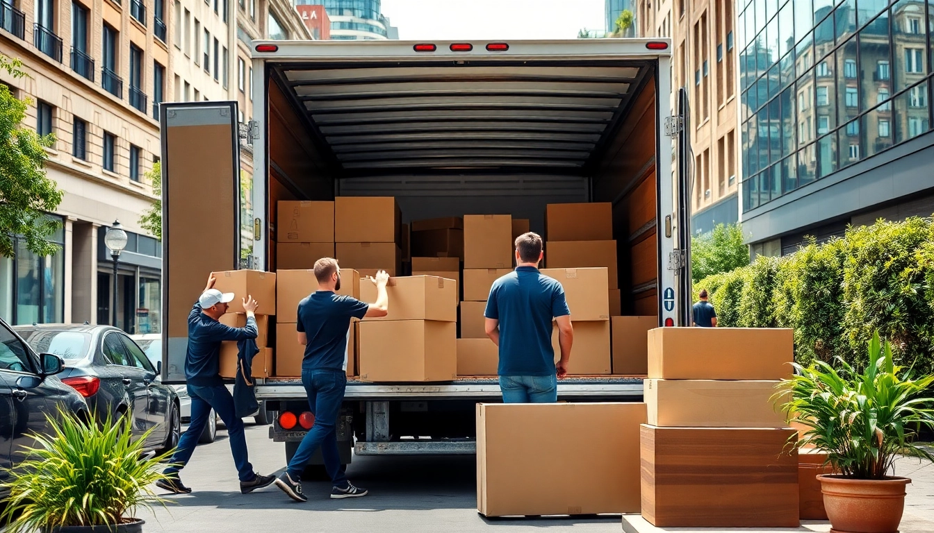 Efficient removals in Cheltenham with professional movers packing boxes into a truck.
