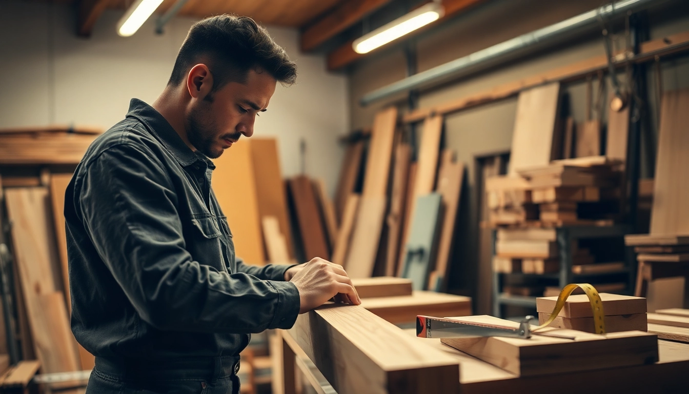 A carpenter engaged in carpentry apprenticeship, skillfully constructing a wooden frame in a well-lit workshop.