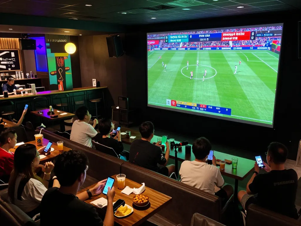 Bong da lu live scores displayed in an engaging sports viewing area with fans cheering and betting.