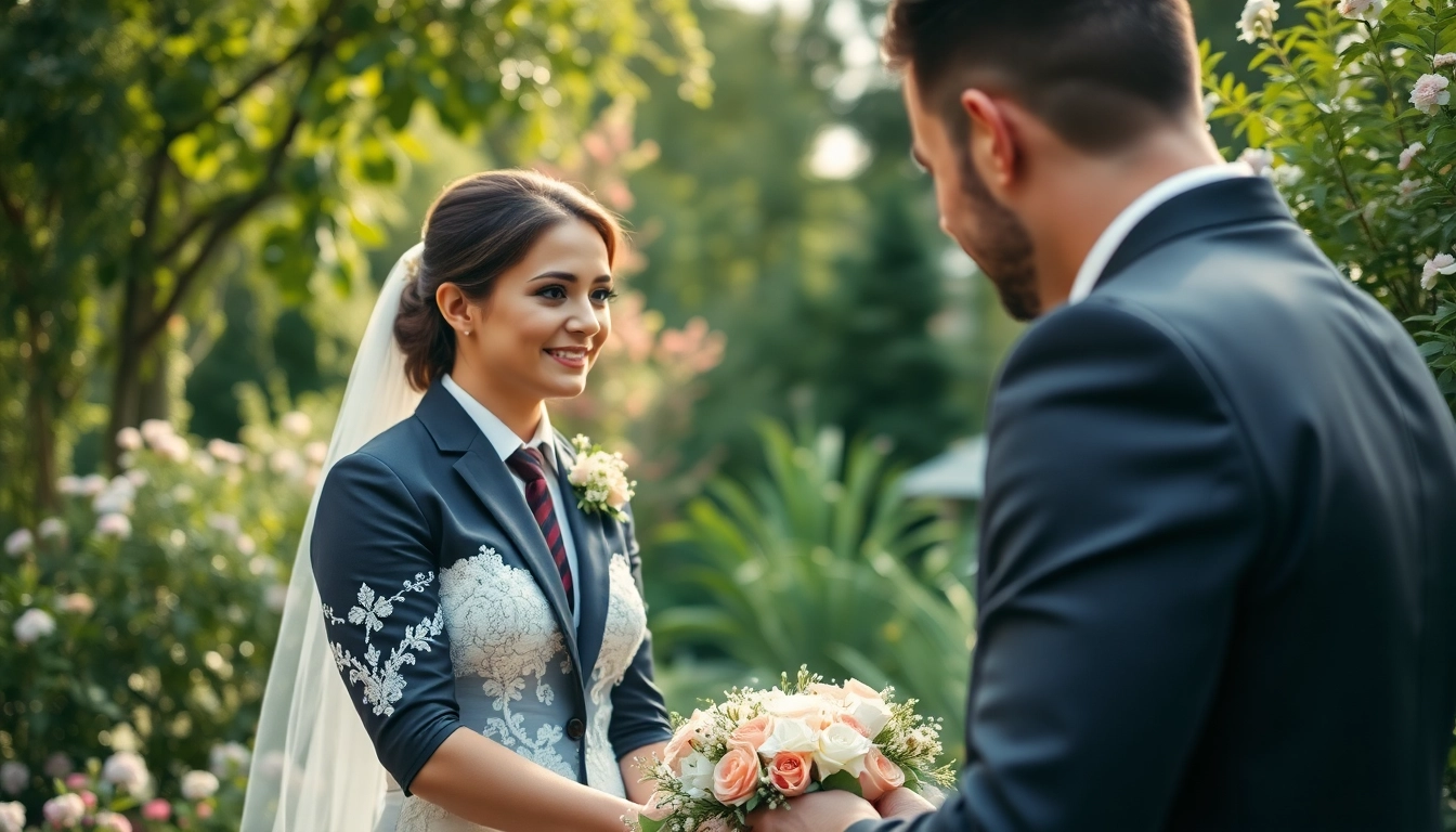 Edmonton videographer filming a wedding ceremony in a lush garden.