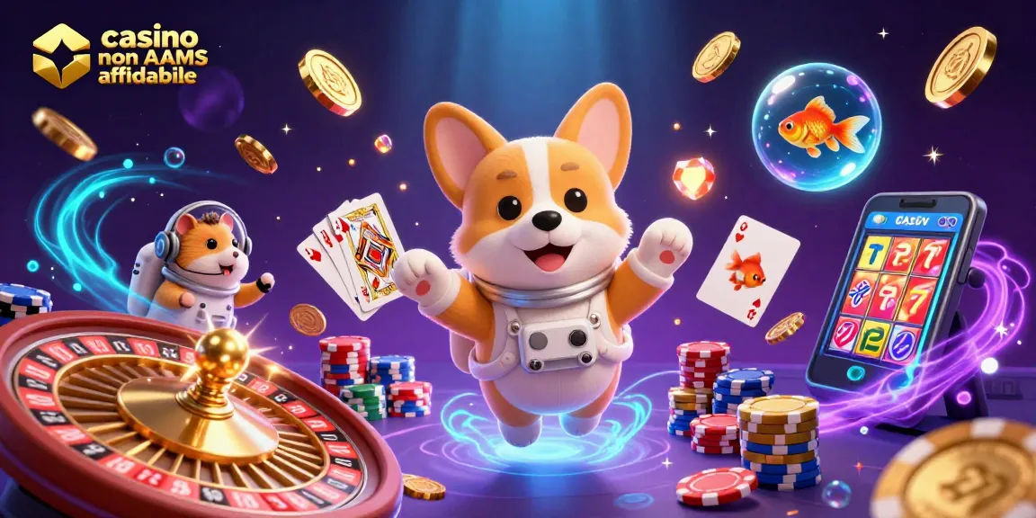 Giocando ai casinò non AAMS affidabili, il corgi astronauta fluttua in un casinò spaziale.