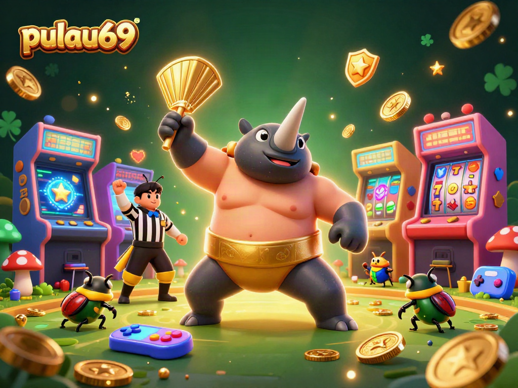 Join the pulau69 gaming action with dynamic beetle champions and vibrant slot elements.