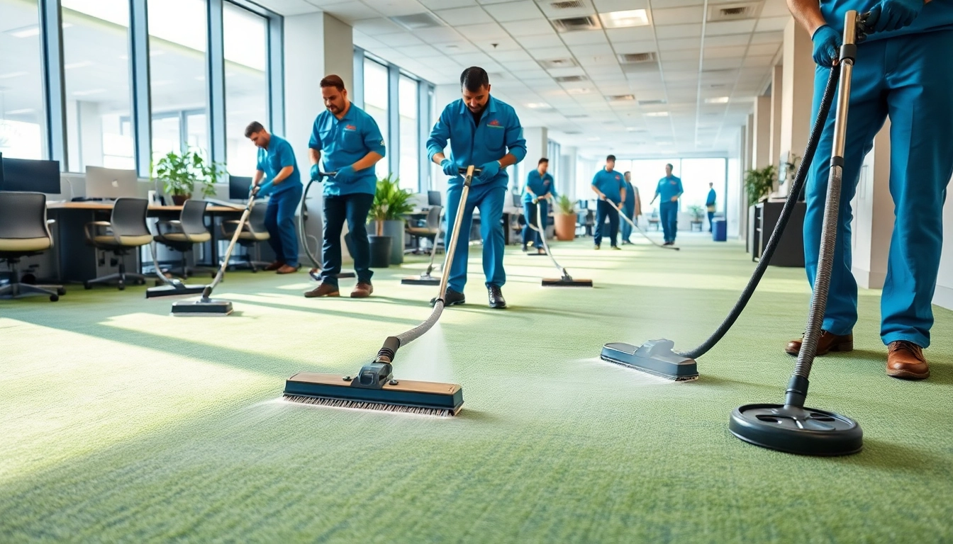 Enhance commercial carpet cleaning in a vibrant office space, showcasing cleaning in action.