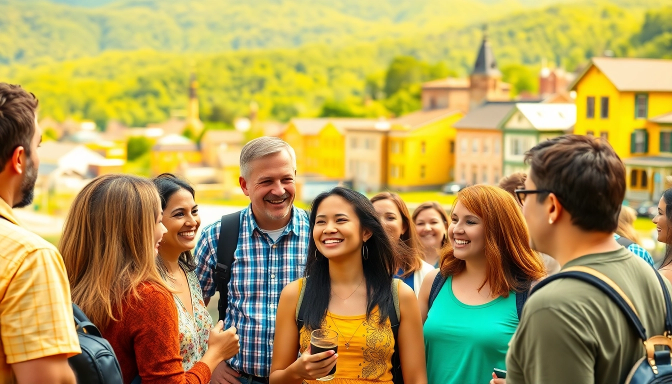Join a vibrant group on Clarksburg tours, discovering the charm of the town.