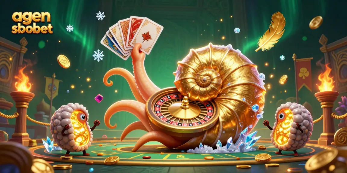 Engage in thrilling betting with agen sbobet at this vibrant 3D casino illustration featuring a nautilus roulette wheel.