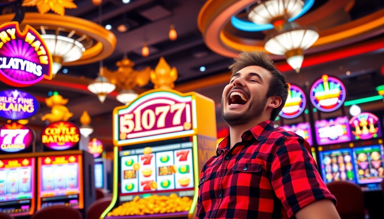 Experience the excitement of winning at slot777 with a colorful casino scene.