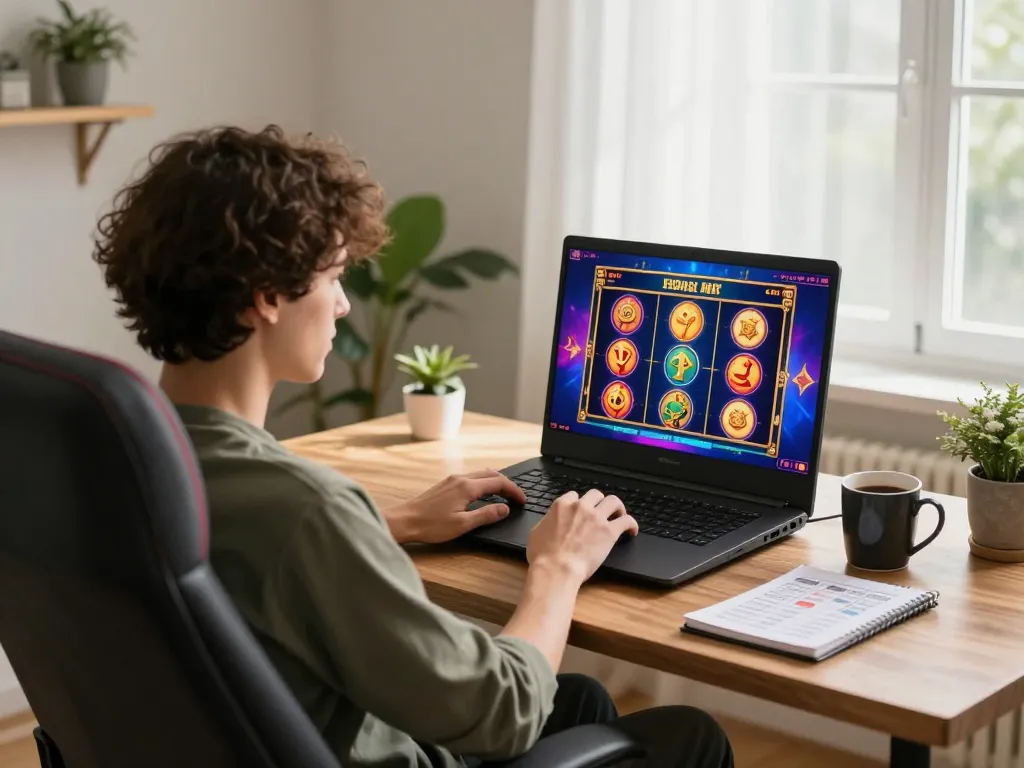 Play kkwin online slots on stylish home setup with gaming strategy notes