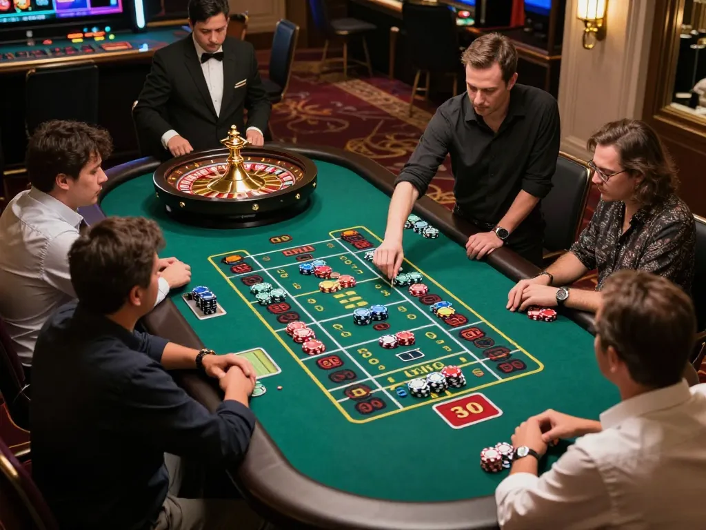king33 players engaging in a thrilling roulette game at a luxurious live casino setting