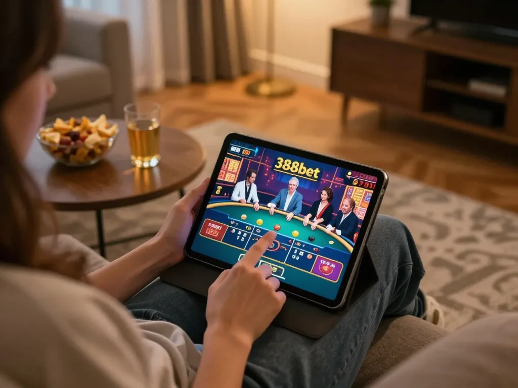 Engaging live dealer gameplay on 388bet with a cozy at-home environment and interactive elements
