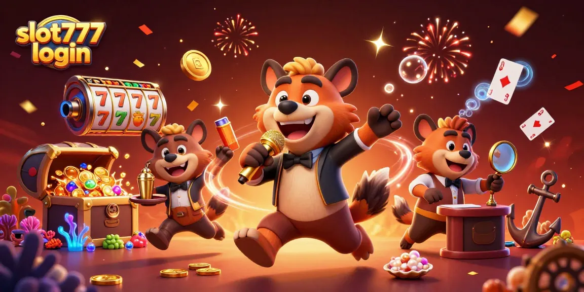 Slot777 login: Hyena komedi di kasino dengan slot dan harta karun tersembunyi.