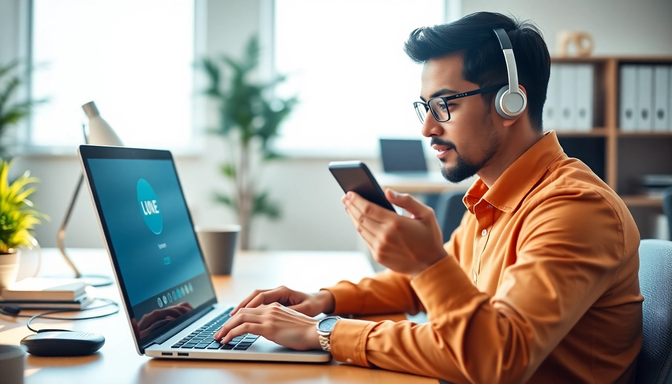 Engaging in remote call control while managing calls on a laptop and smartphone.