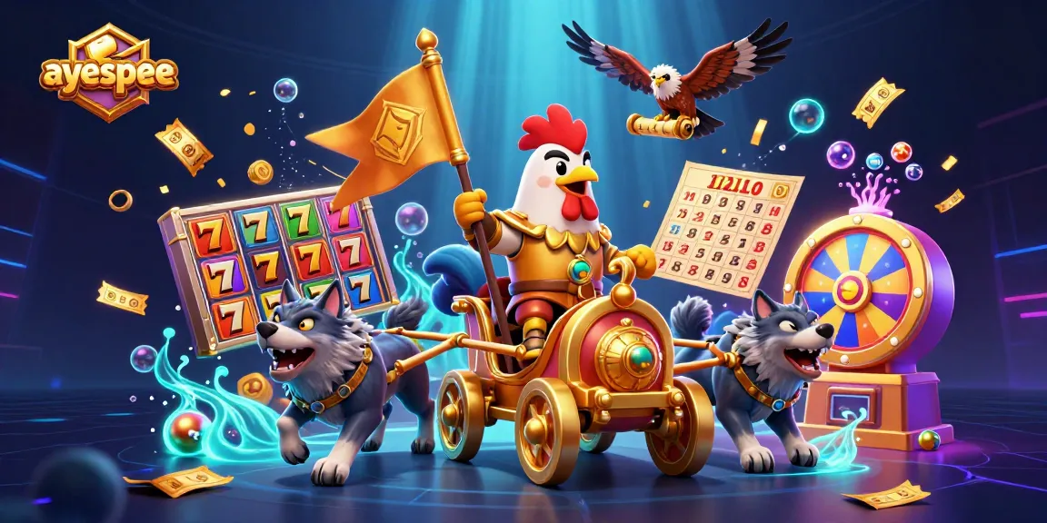 Menggali jackpot di ayespee dengan karakter kartun menarik dalam ilustrasi kasino digital.