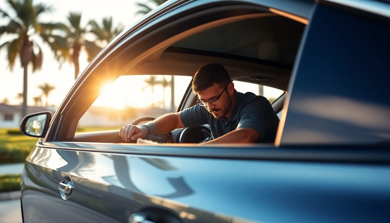 Enhancing mobile detailing Miramar services with professional technicians cleaning cars.