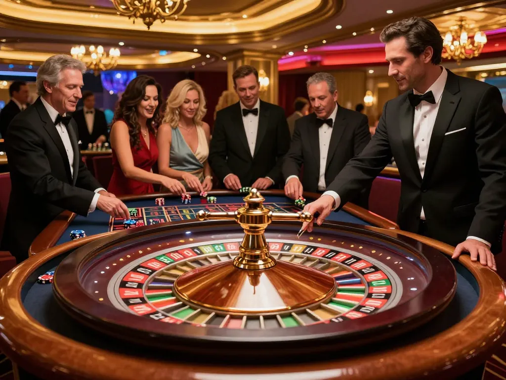 Guests enjoying roulette at TG88 casino, with chips on the betting layout and croupier in action