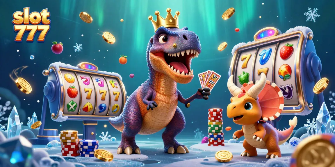 Experience the excitement of slot 777 with animated characters and bright slot symbols in a vibrant casino scene.