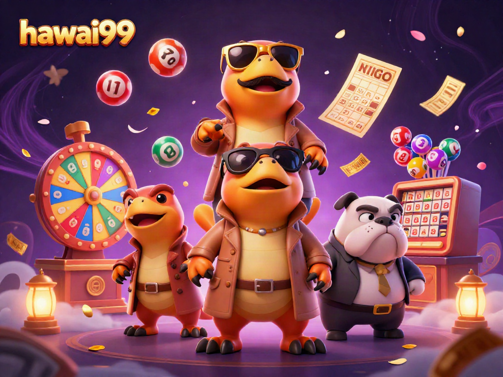 Experience the vibrant casino fun with hawai99, featuring raptors in disguise and colorful game elements.