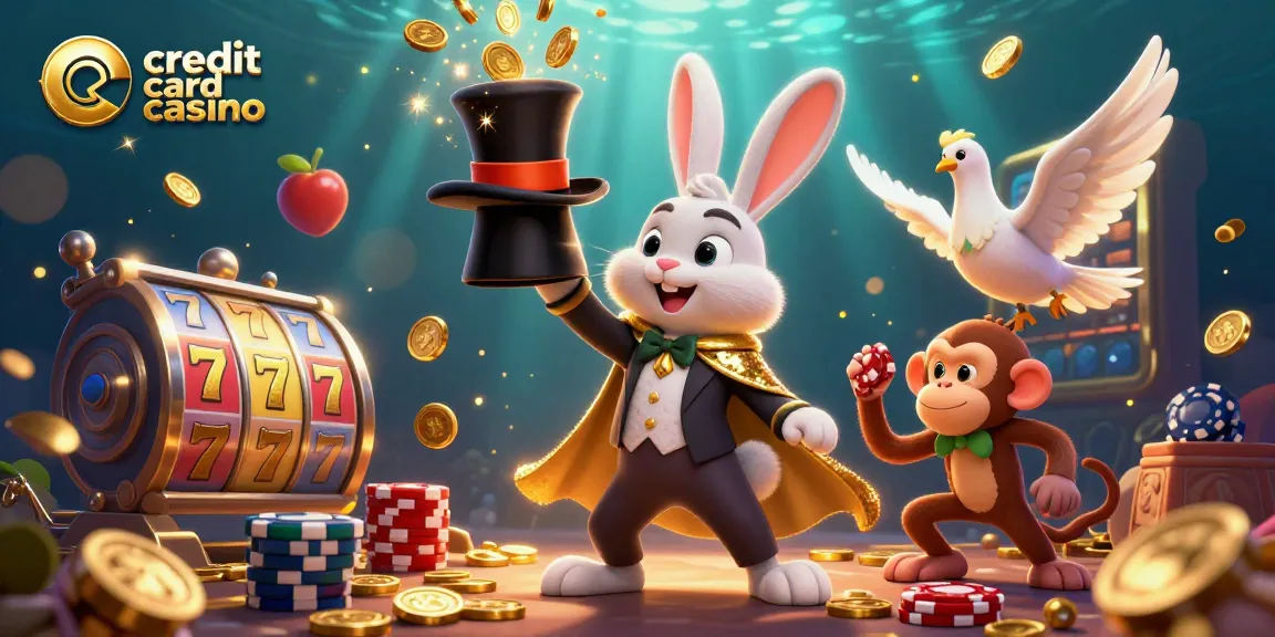 Play and win with the exciting features of credit card casino, showcasing fun characters and vibrant slots.