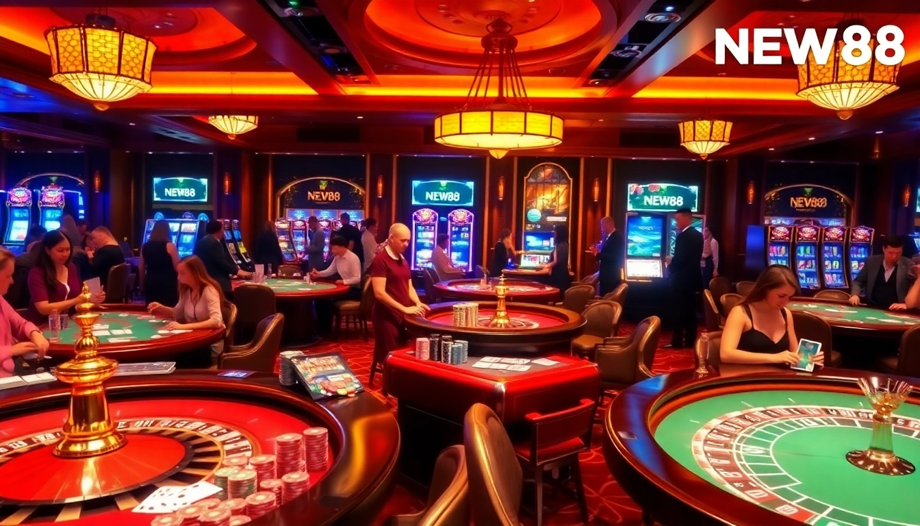 Experience thrilling games at NEW88 Trang chủ with vibrant casino visuals.