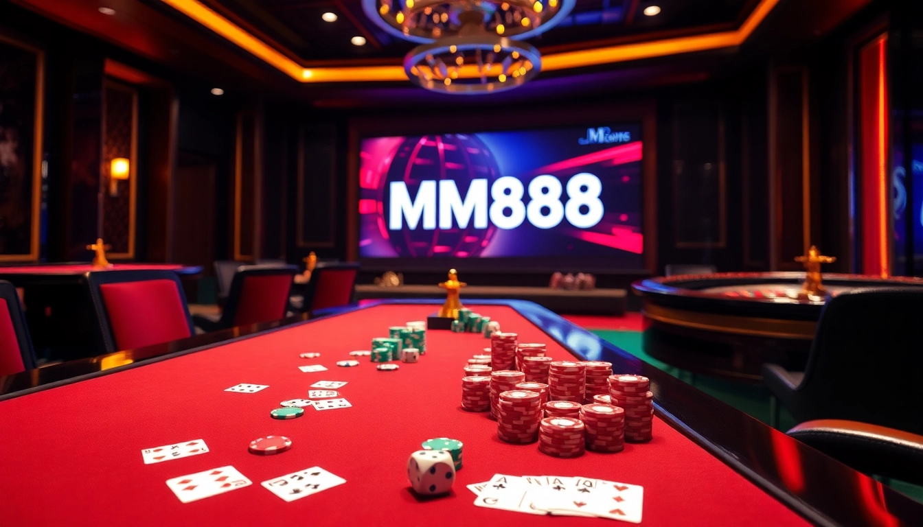 Gamblers engage in a thrilling game at the casino while accessing https://mm88.land/ for online betting.