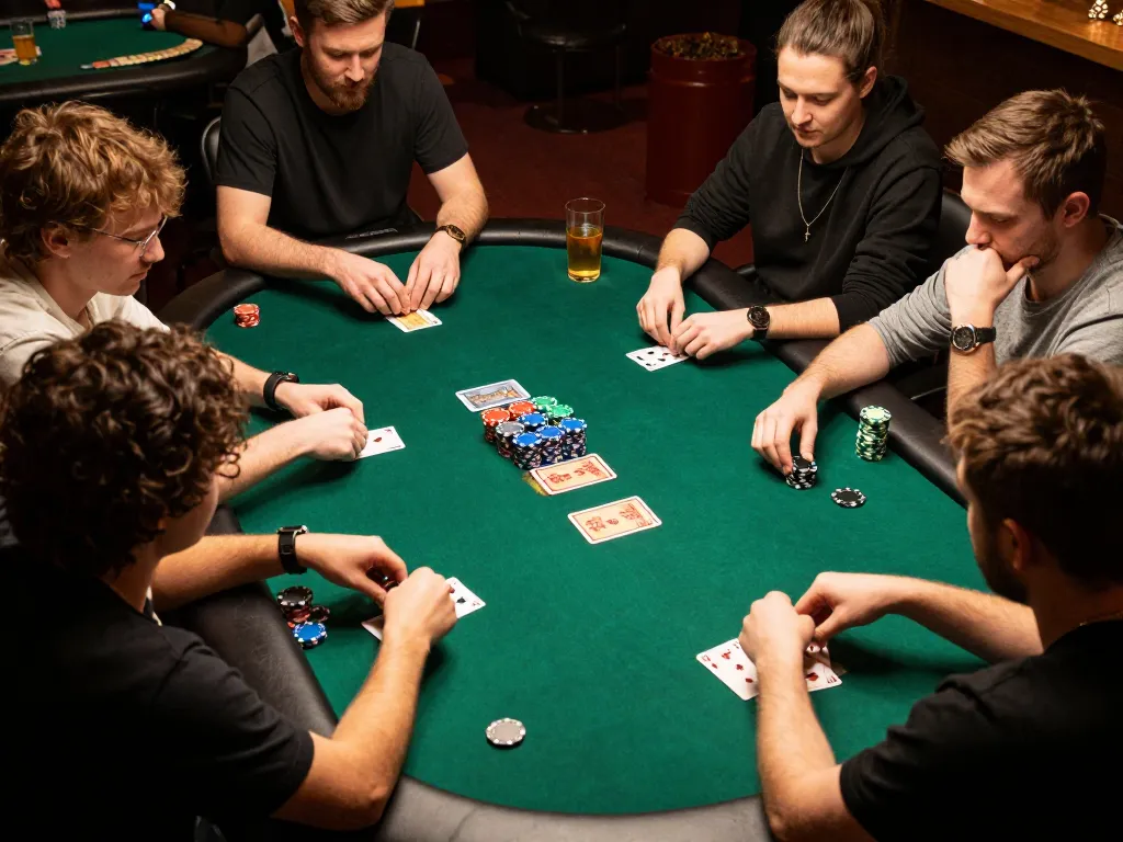 N188 players engaged in an exciting poker game, showcasing strategic gameplay and vibrant atmosphere