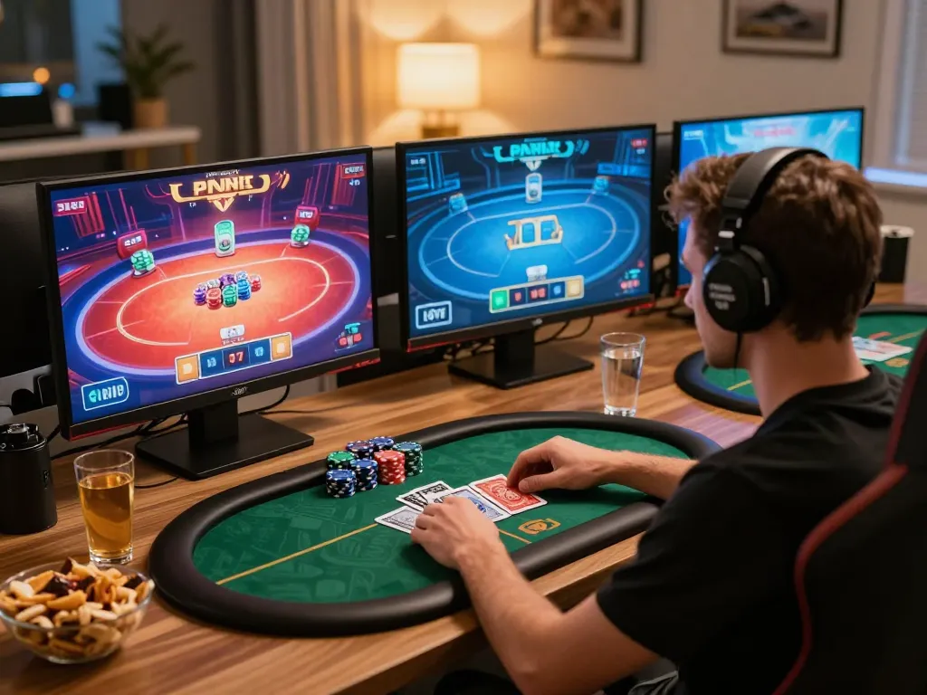 Engaged player enjoying a strategic session on PG88's online casino platform with multiple game displays.
