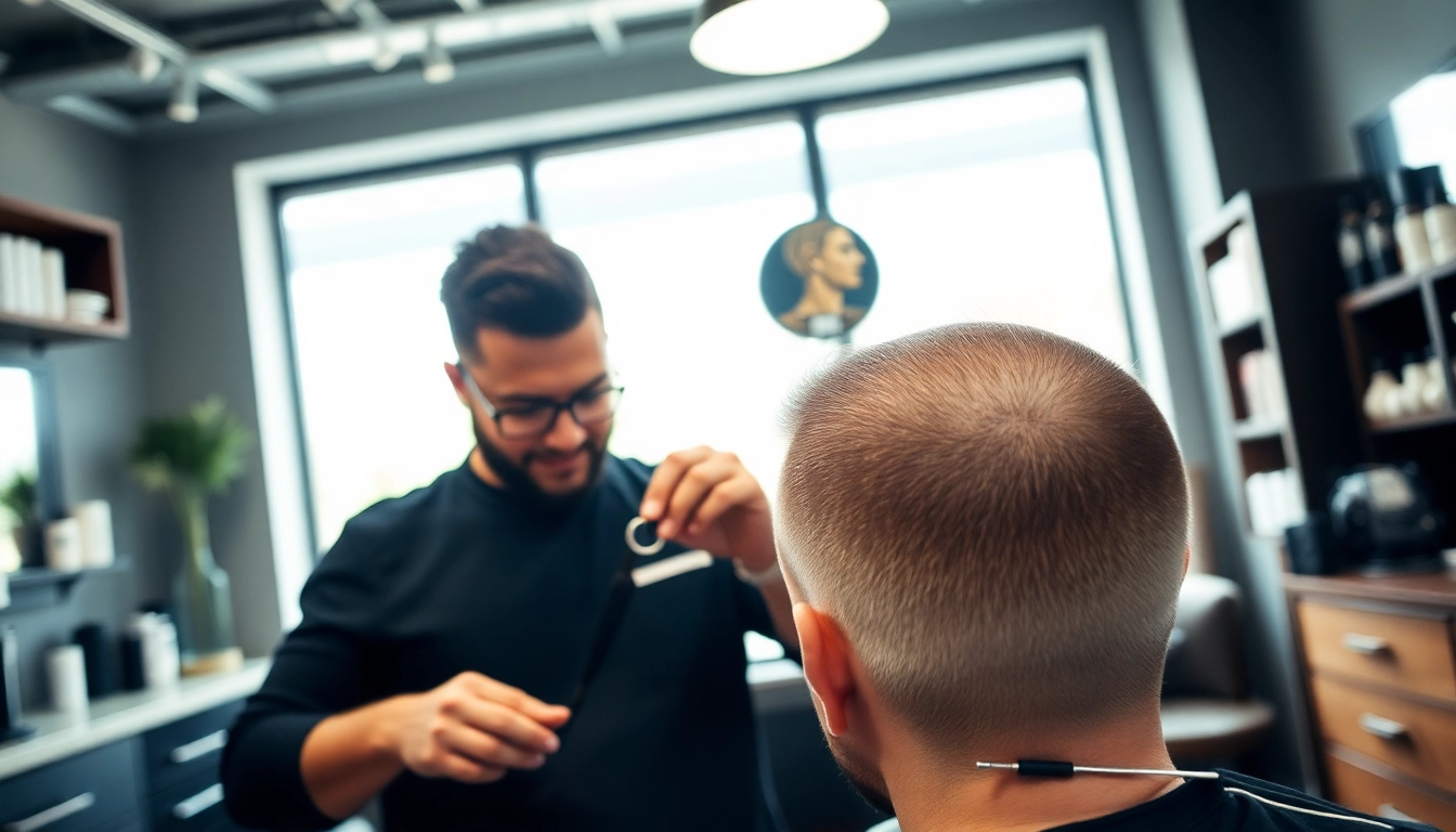 Skilled professional at Ace of Fades 212 providing non-surgical hair replacement service.