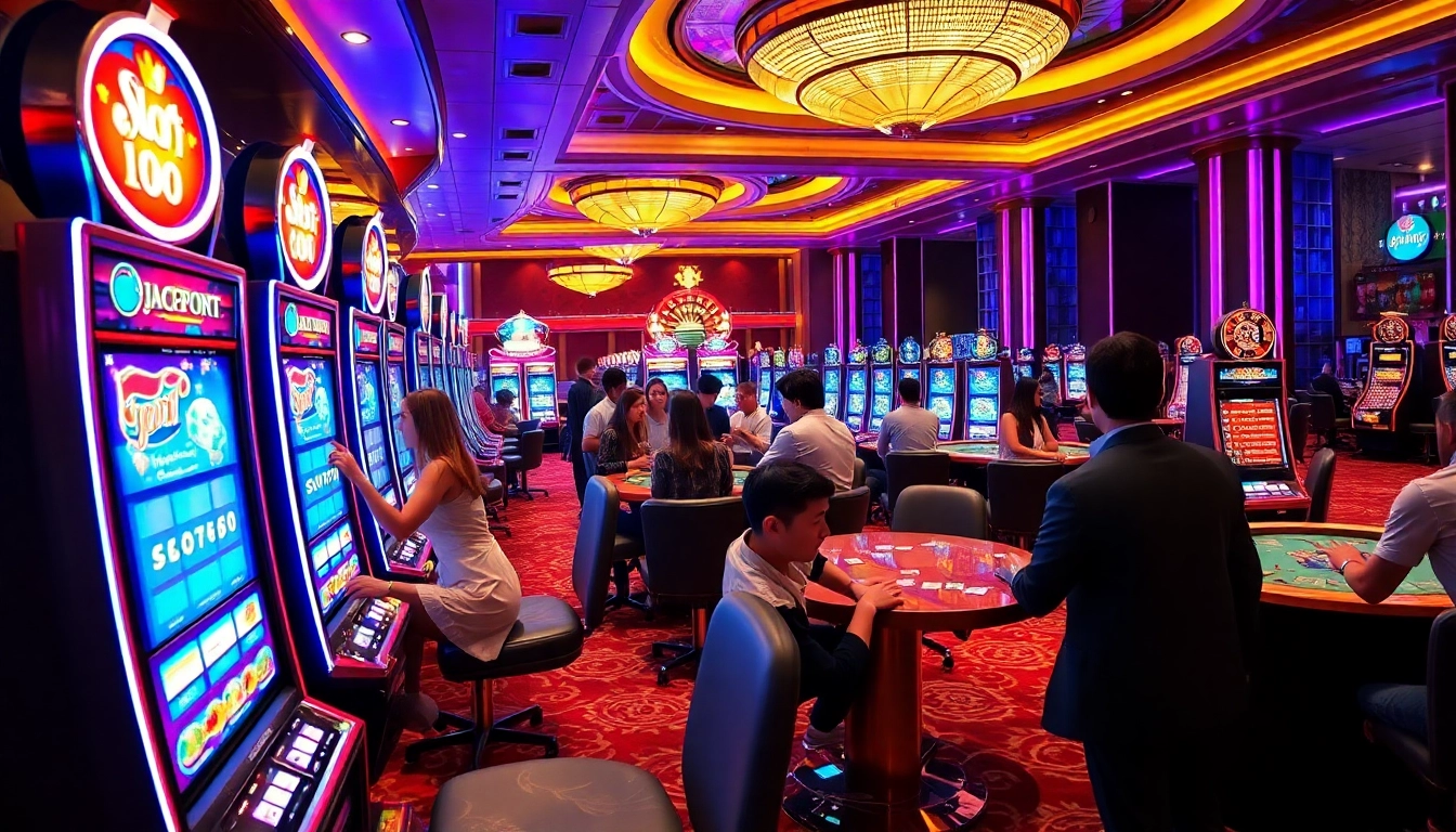 Pemain menikmati sensasi slot deposit 1000 di lingkungan kasino mewah.