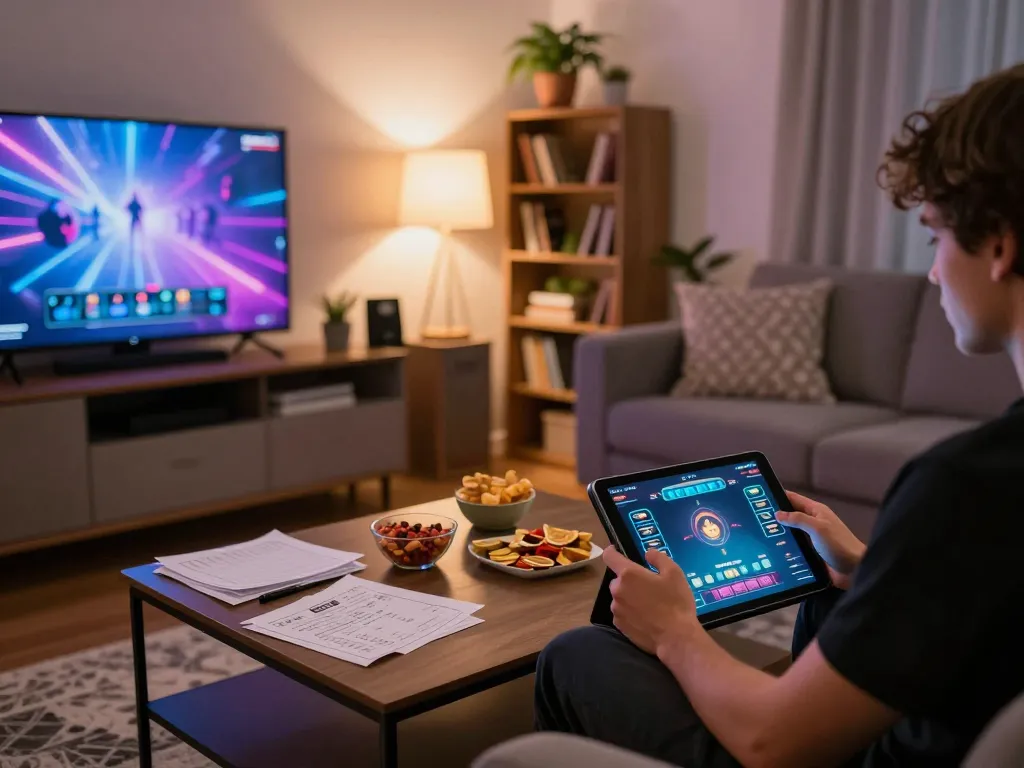 Engaged player enjoying online gaming at home on Trang chủ Bet88 with strategy notes and tablet