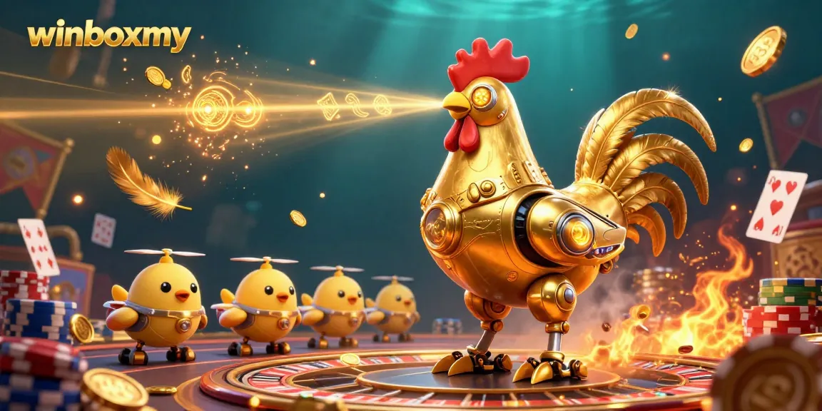 Experience immersive gaming with winboxmy's 3D casino illustration featuring vibrant characters and elements.