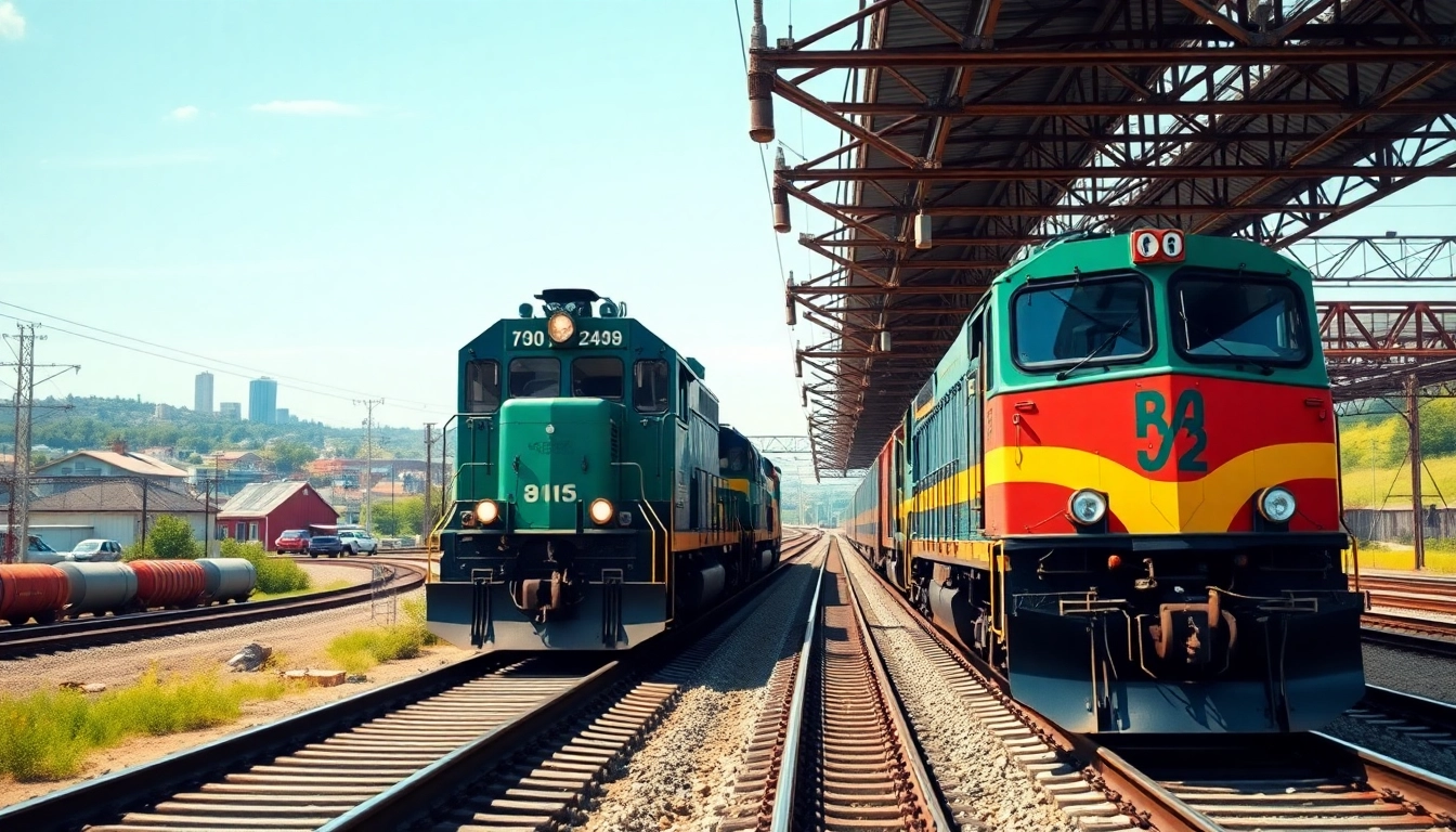 Explore innovative north american rail solutions with a vibrant freight train in action.