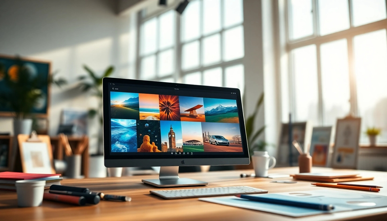 Generate stunning visuals with a user-friendly image generator interface in a modern workspace.