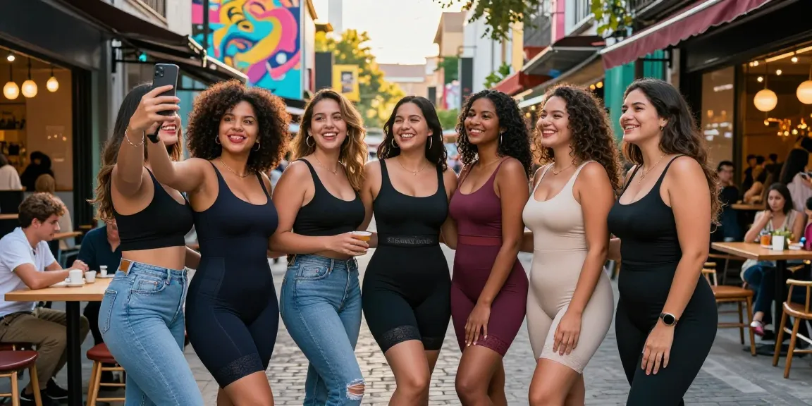 GOKIL33 V Colombian Shapewear Galess memperlihatkan wanita urban bergaya percaya diri di jalan kota.