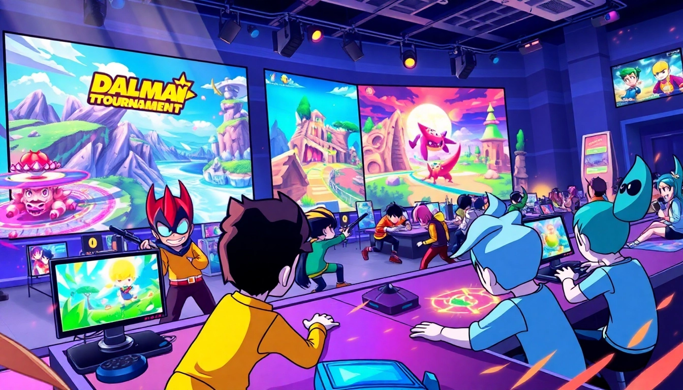Engaging gamers immersed in thrilling daman games competition with vibrant graphics.
