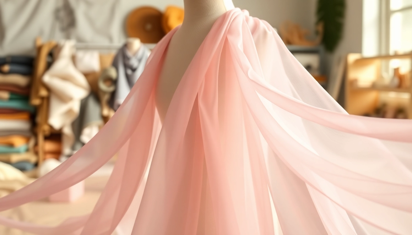 Chiffon stof en zijn delicate textuur in een mooi atelier setting.